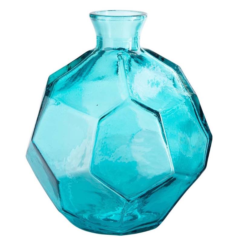 Origami Recycled Glass Vase - Blue